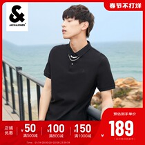 Jack Jones Summer Men's Polo-SHIRT Cotton Embroidered Casual Jacket Half Short Sleeve Lapel T-shirt