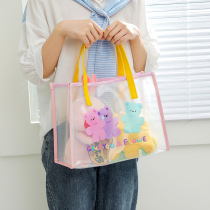 GO TO SLEEP Cartoon bear tote bag Student make-up bag Girl transparent waterproof jelly bag Beach bag