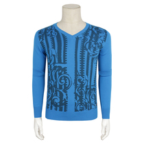 Special 450-V secondary line autumn mens sports sweater sky blue wool Italian