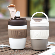 Coffee insulation Cup with men and women portable net red ins Wind outer belt small water cup high color value with straw