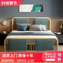 Modern simple light luxury soft bag iron bed gold net red iron frame bed 1 2 meters 1 5 B & B iron bed mattress package