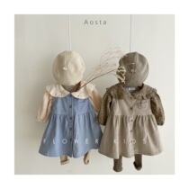 Flowers Pediatrics Korea Childrens Clothing Discounts Aosta Retro Light Core Suede Parent-child Vests Dress