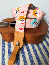 Original fairy series-cotton super soft waxy pink Wood Wood dog ukulele ukulele strap small guitar belt leather head