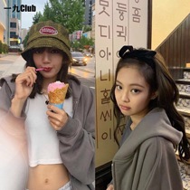 Jennie Lisa same gray sweater female spring and autumn thin hooded top loose Korean lazy jacket