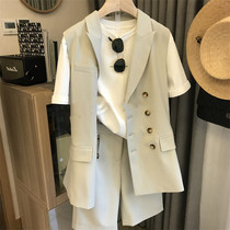  New high-end womens clothing in summer high-end light luxury royal sister style fashion casual shorts suit two-piece suit autumn