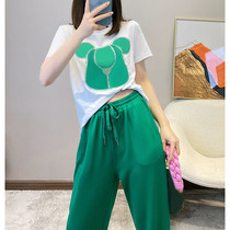 European Station Casual Suit Women Summer 2022 New Loose Foreign Air Exploits Trendy Little Bear T-shirt Sport Two Sets