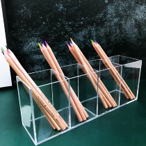 Acrylic transparent multi-grid pen holder Large capacity brush display box Makeup brush storage bucket Desktop office storage box