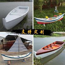 Outdoor wooden boat fishing boat solid wood decoration props European landscape flower boat antique old wedding photography model ornaments boat