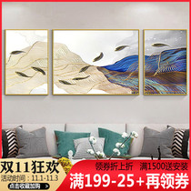 Hand-painted modern living room triple painting combination oil painting light luxury simple nine fish figure sofa background wall decoration painting hanging painting