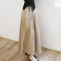 Acetate High Waist Half Body Dress Lady Spring 2022 New Style Temperament Slim Fit 100 Lap Pleated A-word Thyme Skirt