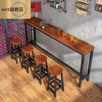 Simple milk tea shop table and chair combined high foot long tableshop long tableshop balcony coffee table chair set