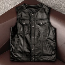 Picking up the missing goods Son of Chaos first layer cowhide mens leather vest American casual heavy motorcycle vest