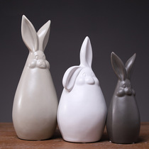 Modern simple Nordic living room bookcase creative ceramic ornaments animal furnishings crafts rabbit home three-piece set