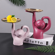 European monkey hand tray ornaments home living room bakery snacks storage tray resin animal ornaments