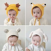 Baby hat autumn and winter cotton cute super cute baby wool hat boys and girls winter warm baby ear cap