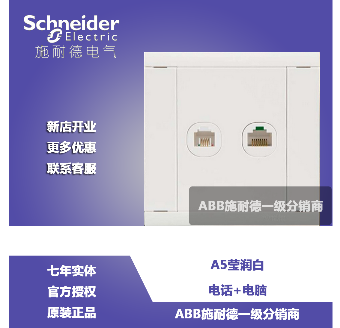Schneider Switch Socket A5 Yingrun Series Telephone Computer Super Five Types of Network Voice Socket Telephone Computer