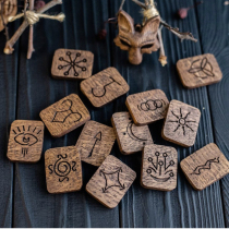 (Lone product)Witch oak Rune Runes Runes Foreign wizard hand-made 