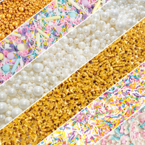 Pentagon gold silver baked white sugar glucose bean cake decorated donuts with colourful needle 500g