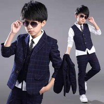 Boy suit suit Spring and autumn new Korean version Childrens ocean gas plaid suit boy flower boy host gown boomer