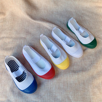 Daily new childrens dance shoes adult boys and girls campus white shoes gymnastics shoes soft soles kindergarten indoor shoes