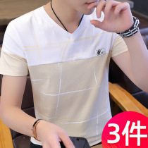 Short Sleeve Men V Collar T-Shirt Personality Trend Summer Clothing Mens Blouse Pure Cotton Compassionate 2022 Summer New Half Sleeve Clothes