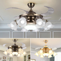 Modern minimalist living room invisible ceiling fan lamp European dining room silent fan lamp American bedroom LED fan chandelier