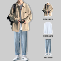 Corduroy shirt mens long sleeves in autumn and winter with velvet jacket