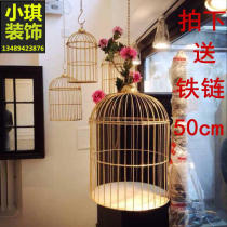 European-style wrought iron wedding ornaments golden trumpet creative window furnishings props photography studio large birdcage