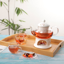 Ceramic flower teapot afternoon tea set tea cup glass flower grass fruit flower fruit tea tea heat resistant candle heating set