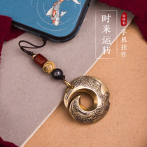 Lucky brass mobile phone pendant pendant Male and female couples hand woven lanyard Ancient bag small accessories