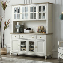 American full solid wood double dining cabinet simple light luxury tea cabinet household cupboard living room wine cabinet storage locker