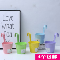 Large number of iron sheet hooks flower pots iron art hanging basin European style color decoration wall-mounted flowerpot hanging hanging multi-meat basin instruments