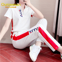 OUROSESAN LIGHT EXTRAVAGANT BRAND LOOSE SPORT SUIT WOMEN 2022 SUMMER NEW SHORT SLEEVE BREATHABLE CASUAL TWO-PIECE SET
