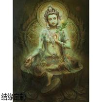 Buddha painting statue of green Mother portrait Guanyin incarnation tantric Green mother thangka Dunhuang exquisite Buddha statue