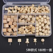 180 creative cute solid wood pushpins kindergarten art nails fixed press Nails nail nail nail nail cork wood felt board Photo Wall diy decoration ins Wind tack message board nail