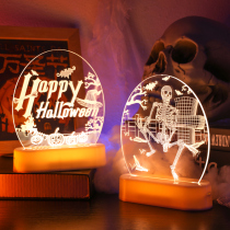 Halloween decorations scene arrangement props kindergarten bar horror atmosphere glowing dress skull ornaments