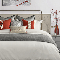New Chinese orange red model room bedding Light luxury high-end custom hotel model room bedding Blanket pillow