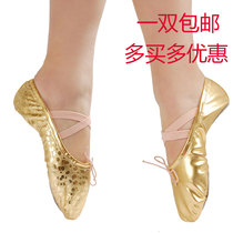  Golden dance shoes Childrens womens soft-soled practice shoes Girls ballet shoes cat claw shoes adult belly dance national dance