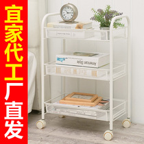 Household storage slot removable trolley white living room rack kitchen vegetable basket with wheels trolley