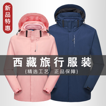 Outdoor stormtrooper mens and womens three-in-one velvet thickened tide brand windproof waterproof into the Tibetan couple mountaineering clothing jacket