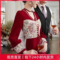jing jiu fu bride Autumn cover arms red usually wear appreciation dinner engagement dress known as men casual autumn and winter