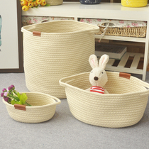  Handmade cotton thread cotton and linen woven dirty clothes bucket snack storage basket desktop fabric storage storage basket dirty clothes basket
