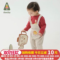 Ah Mia baby cotton pants spring clothes 2021 new little girls casual pants Children Baby foreign style trousers