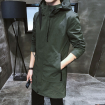 Spring and autumn mens wind clothes 2021 new body Shuai Han version Trend in long style with cap casual jacket Mens autumn and winter
