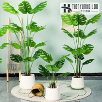 Nordic simulation monstera green plant decorative plant landscaping large potted indoor living room floor-to-ceiling home decoration fake