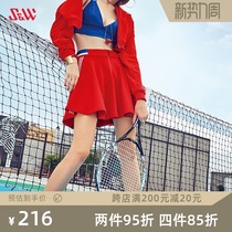  SW sports short skirt womens casual high waist skirt Fitness running sports anti-light professional badminton tennis skirt