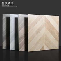 Net red fishbone wood grain brick 600 herringbone spell imitation solid wood floor tiles All porcelain living room clothing store restaurant floor tiles