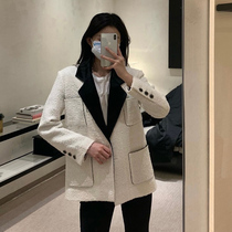 Jacket Woman Small Scent Wind White Splicing Advanced Sense Relaxation Temperament Name Yuan Outline Design Sensation Small Crowd Casual Suit