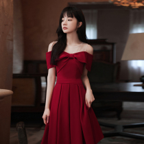 One shoulder toast dress bride 2021 new summer engagement dress small man dress can usually be worn for wedding