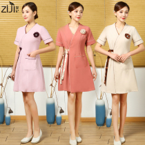 New beauty salon work clothes female nurse clothes Nail clothes fashion beautician work clothes dress summer high-end